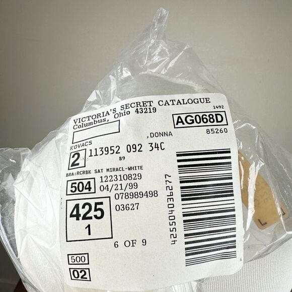 Victorias Secret Vintage 90s White Push Up Second Skin Satin Bra 34C - Picture 10 of 10